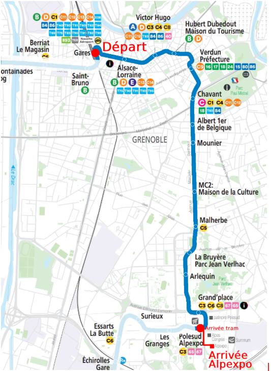 Trajet depuis la gare