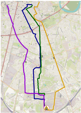 Trajet depuis le centre ville en velo